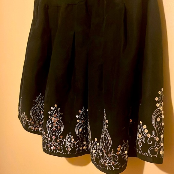 S/M Duet Women Skirt Black Embroidered Hem Sparkly Beads Stretchy Waist Summer - Picture 5 of 14